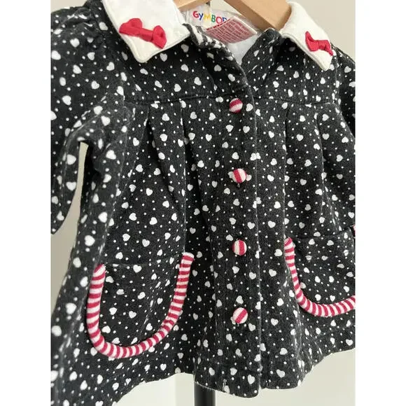 Rainbow Tag Gymboree Black/Red/White Hearts & Stripes Tunic Sweater Top - Picture 2 of 6